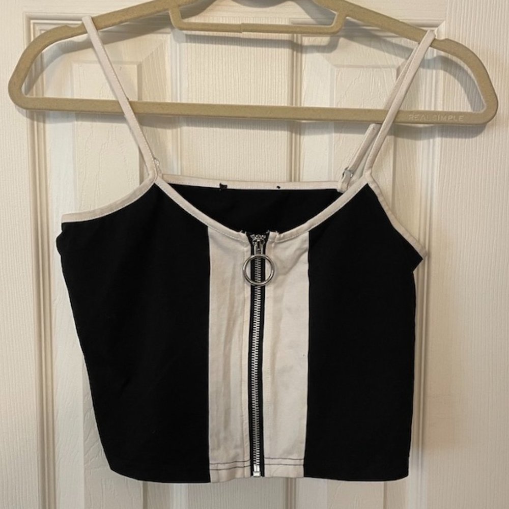 Forever 21 Zip Up Cropped Tank Top